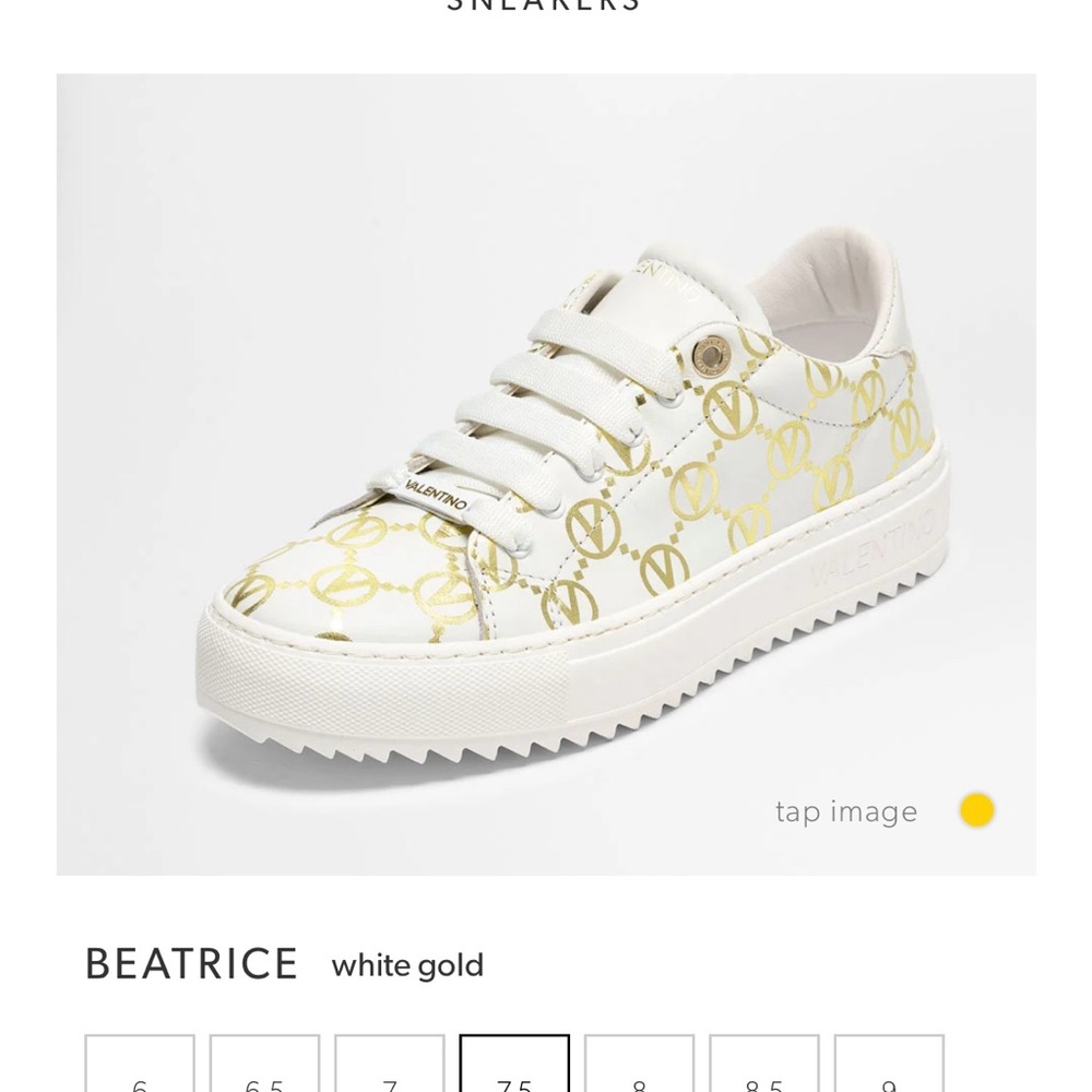Valentino White and Gold Sneakers with Chunky Sole